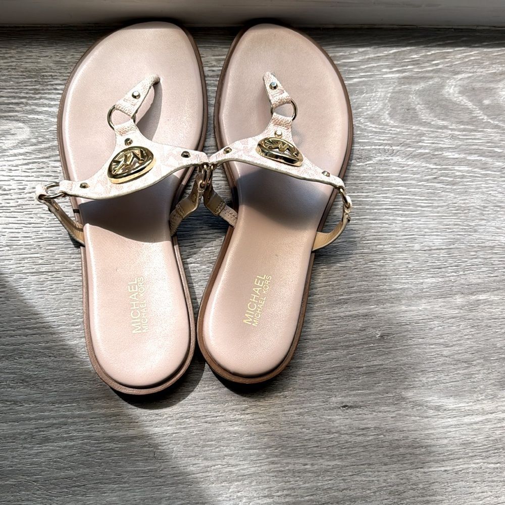 Michael Kors Women's Sandals Conway Light Pink Gold 7.5 Slip-on Spring Summer - Picture 4 of 6